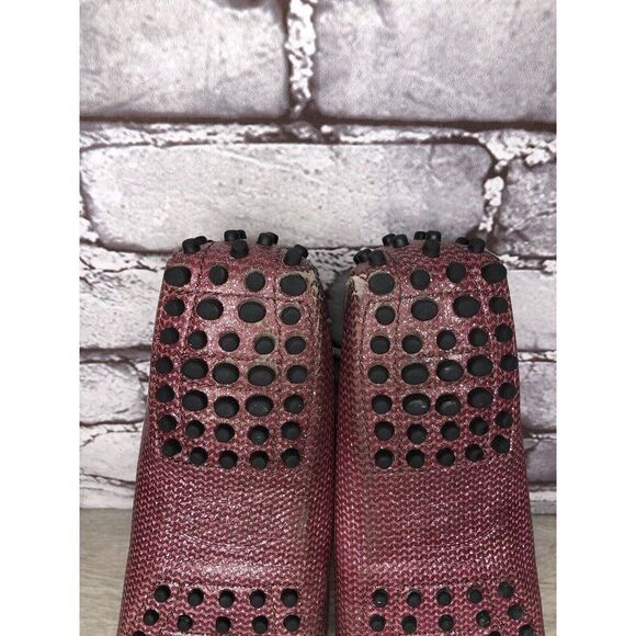 TODS Pink Metallic Leather Moccasins Driver Loafers Flats Women Sz 35.5EU/5M US - Picture 7 of 16